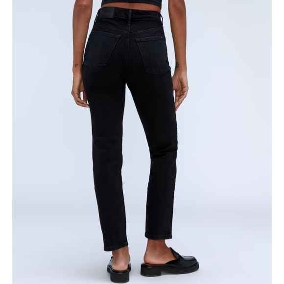 Everlane Jean The Original Cheeky Straight High Rise Coal Black Zip Denim - Picture 2 of 14